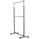 Çift Katlı Ayarlı Tekerlekli Stant, Elbise Askılığı, Mağaza Askılığı, Askılık 220X120 cm - Siyah