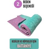 Çift Katlı, Yıkanabilir Kedi ve Köpek Battaniyesi L Beden (Mint)