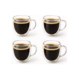 Çift Katmanlı 4'lü Espresso Cam Bardak Seti 80 ml & Tabak – 4’lü Set | Borosilikat Cam, Isı Yalıtımı, Bulaşık Makinesi Uyumlu, Türk Kahvesi Ristretto Macchiato Için - 0 - Siyah - 0 - 200 ml