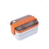 Çift Katmanlı Paslanmaz Çelik Yemek Kabı Beslenme Kabı Lunch Box Turuncu 1200Ml Yeni Nesil Sefertası