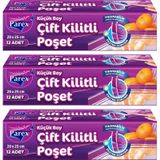 Çift Kilitli Buzdolabı Poşeti 12'li Küçük Boy 20 X 25 Cm Üçlü Paket