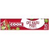Çift Kilitli Buzdolabı Poşeti, Küçük Boy, 19 x 25 Cm, 10 Yaprak, Zip Kilit