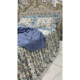 Çift Kişilik 120X200, 150X200, 160X200, 180X200, 200X200 cm Yataklara Uygun Fırfırlı Etekli Lastikli Çarşaf Takımı ve Pikesi - 150x200 cm