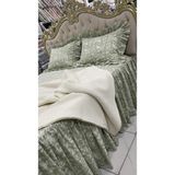 Çift Kişilik 150X200, 160X200, 180X200, 200X200 cm Yataklara Uygun Fırfırlı Etekli Lastikli Çarşaf Takımı ve Pikesi - 200x200cm