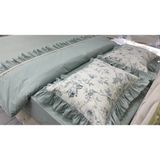 Çift Kişilik 160X200 cm Yatağa Uygun Lastikli Çarşaf, Fırfırlı Yorgan Kılıfı, 2 Adet Fırfırlı Yastık Kılıfı ve Pike - Nil Yeşili - 160 x 200 cm