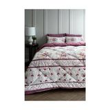 Çift Kişilik 4 Yastık Kılıflı Lastikli Çarşaflı Çift Taraflı Desenli Uyku Seti-Kanaviçe Gül Kurusu - 001-Renkli - 100 x 100 cm