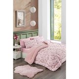Çift Kişilik Çift Taraflı Welsoft Yorgan Seti | Wellsoft Battaniye | Pofuduk Yumuşak | Bahar - Pembe - 195 x 215 cm