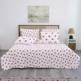 Çift Kişilik Çok Amaçlı Yatak Örtüsü 200 x 220 & 2 Yastık Kılıfı (Pike) - Kırmızı - Beyaz - 195 x 215 cm