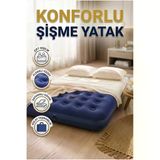 Çift Kişilik Flokeli Şişme Hava Yatağı Dayanıklı Vinil Gövde Kamp Ve Misafir Kullanımı