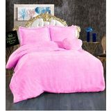 Çift Kişilik Kalpli Peluş Nevresim Takımı (Pembe)