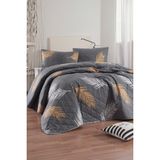 Çift Kişilik Kapitone Yatak Örtüsü Seti Altın Gri Yumuşak, Şık ve Dayanıklı - Altın - Gri - 200 x 220 cm