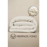 Çift Kişilik Kuzu Yünü %100 Doğal Yorgan | Özel Çantalı Organik Merinos Yün Yorgan - Beyaz - 195 x 215 cm