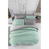 Çift Kişilik Lastikli Çarşaflı Nevresim Takımı Pamuklu Four Season Mint Gri