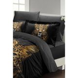Çift Kişilik Lastikli Çarşaflı Pamuk Saten Leopar Nevresim Takımı - Foster - 220 x 220 cm