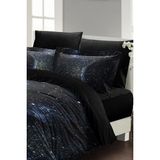 Çift Kişilik Lastikli Çarşaflı Pamuk Saten Star Moon Nevresim Takımı - Foster - 220 x 220 cm