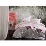 Çift Kişilik Lastikli Çarşaflı Pamuklu Nevresim Takımı Patchwork Love