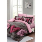 Çift Kişilik Lastikli Çarşaflı Sevgililer Günü % 100 Pamuk Saten Love Nevresim Takımı - Foster - 220 x 220 cm