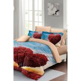 Çift Kişilik Lastikli Çarşaflı Sevgililer Günü % 100 Pamuk Saten Love Tree Nevresim Takımı - Foster - 220 x 220 cm