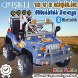 Çift Kişilik Mega Akülü Araba Mavi - 12 Volt İki Kişilik Akülü Araba Akülü Jeep - Mega Off Road Turbo Jeep