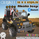 Çift Kişilik Mega Akülü Araba Siyah - 12 Volt İki Kişilik Akülü Araba Akülü Jeep - Mega Off Road Turbo Jeep