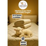 Çift Kişilik Merinos Kuzu Yünü Yorgan (%100 Saf Merinos Kuzu Yünü) 195 x 215 cm Ebat, 3000 gram - Beyaz
