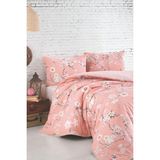 Çift Kişilik Nevresim Takımı Pamuklu Çiçek Harmanı - 200 x 220 cm - Somon