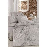 Çift Kişilik Nevresim Takımı Pamuklu Gümüş Çiçek - 200 x 220 cm - Gri