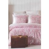 Çift Kişilik Nevresim Takımı Pamuklu Vintage Pembe Paisley