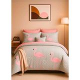 Çift Kişilik Pamuklu Nevresim Takımı Flamingo Love - Renkli - 200 x 220 cm