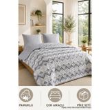 Çift Kişilik Pike Çift Taraflı Kapitone Pike ve Yatak Örtüsü Takımı – 200x230 cm Desenli (Çarşafsız) (Gri, Çift Kişilik)