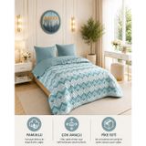 Çift Kişilik Pike Çift Taraflı Kapitone Pike ve Yatak Örtüsü Takımı – 200x230 cm Desenli (Çarşafsız) (Yeşil, Çift Kişilik)