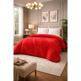 Çift Kişilik Premium Bunny Battaniye Harika Renk Seçenekleri 220X240 cm - Kırmızı - 220 x 240 cm