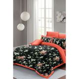 Çift Kişilik Sık Dokuma Pamuk Saten 3D Özel Tasarım Black Somon Flower Nevresim Takımı - Standart