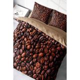 Çift Kişilik Sık Dokuma Pamuk Saten 3D Özel Tasarım Coffee Duvet Nevresim Takımı - Kahverengi - Standart