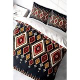Çift Kişilik Sık Dokuma Pamuk Saten 3D Özel Tasarım Ethnic Geometric Nevresim Takımı - Beyaz - Standart