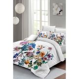 Çift Kişilik Sık Dokuma Pamuk Saten 3D Özel Tasarım Flower Mix Nevresim Takımı - Beyaz - Standart