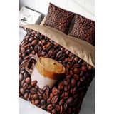Çift Kişilik Sık Dokuma Pamuk Saten 3D Özel Tasarım Night Coffee Nevresim Takımı - Kahverengi - Standart