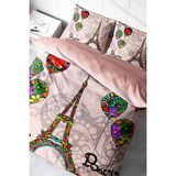 Çift Kişilik Sık Dokuma Pamuk Saten 3D Özel Tasarım Soft Paris Nevresim Takımı - Pembe - Standart