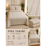 Çift Kişilik Yatak Örtüsü Pike Battaniye Ince Yorgan - Bej - 195 x 220 / Bej