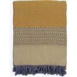 Çift Kişilik Yatak Örtüsü ve Pike |%100 Pamuklu Ince Hafif Yazlık Battaniye | Boho Dekoratif Koltuk Örtüsü | Çok Amaçlı Çeyizlik Günlük Kullanım (Hardal, 200X250 cm Çift Kişilik Pike)