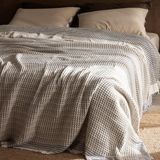 Çift KIŞILIK%100 Pamuk Yatak Örtüsü - Bej/mavi 230X255 - Çok Renkli - 100 x 100 cm