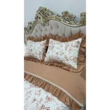Çift KIŞILIK160X200 cm Yatağa Uygun Lastikli Çarşaf, Fırfırlı Yorgan Kılıfı, 2 Adet Fırfırlı Yastık Kılıfı ve Pike - Kiremit - 160 x 200 cm