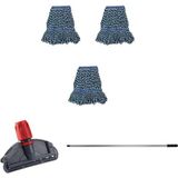 Çift Kovalı Temizlik Arabası Seti, Yedek Mop ve Tutucu, 17 cm Dar Mopli - Ahşap - Seçenek 1