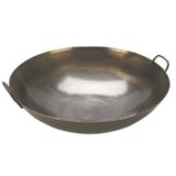 Çift Kulplu Wok Tava Döküm 55- cm Çelik Tava Şef Tava Paslanmaz Çelik Tava Çift Kulplu Tava