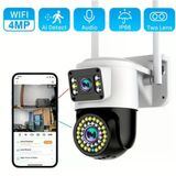 Çift Lens Wifi Kamera Ptz Aı İnsan Algılama Monitörü Açık Renk Gece Görüşü Gözetim Kameraları 4Mp