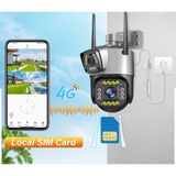 Çift Lensli Wifi Smart 360 Derece Tam Renkli Açık Hava Gece Görüşlü 4mp. 4g Ptz Kamera 2k 10X Zoom - Gri - Açık Gri