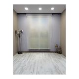 Çift Mekanizmalı Açık Gri Çizgili Desenli Tül ve Beyaz Mat Stor Perde 180 x 200