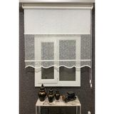 Çift Mekanizmalı Dal Desenli Tül ve Stor Perde, 95 x 200 Cm, Kırık Beyaz, Alüminyum Kasa İCL213-29