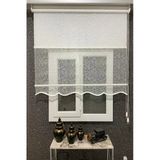 Çift Mekanizmalı Dal Desenli Tül ve Stor Perde, 95 x 200 Cm, Kırık Beyaz, Alüminyum Kasa İCL213-29