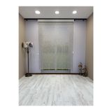 Çift Mekanizmalı Gri Çizgili Desenli Tül ve Beyaz Stor Perde - İthal Mat Polyester 130 x 200